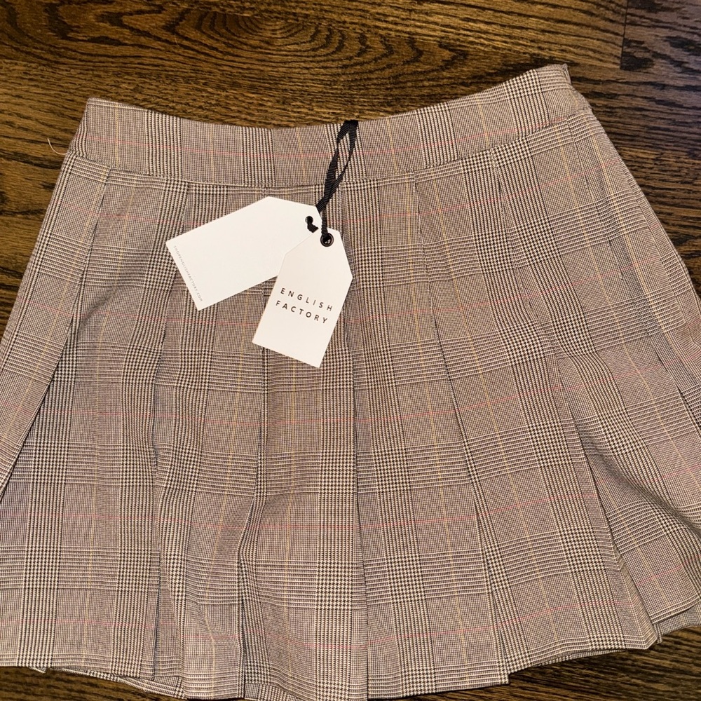 English Factory Women's Checkered Skirt - Tan and Black